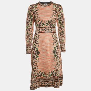 M Missoni Beige/Green Floral Pattern Knit Long Sleeve Midi Dress M, Dresses - Luxury Closet catalog