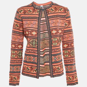 M Missoni Orange Floral Pattern Knit Cardigan M, Sweaters & Cardigans - Luxury Closet catalog