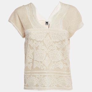 M Missoni White Sea Shell Pattern Lurex Knit Top S, Shirts & Tops - Luxury Closet