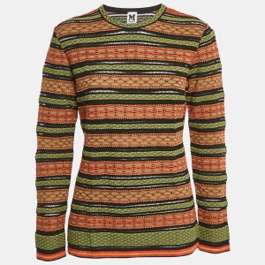 M Missoni Green/Black Patterned Knit Long Sleeve Top L, Shirts & Tops - Luxury Closet