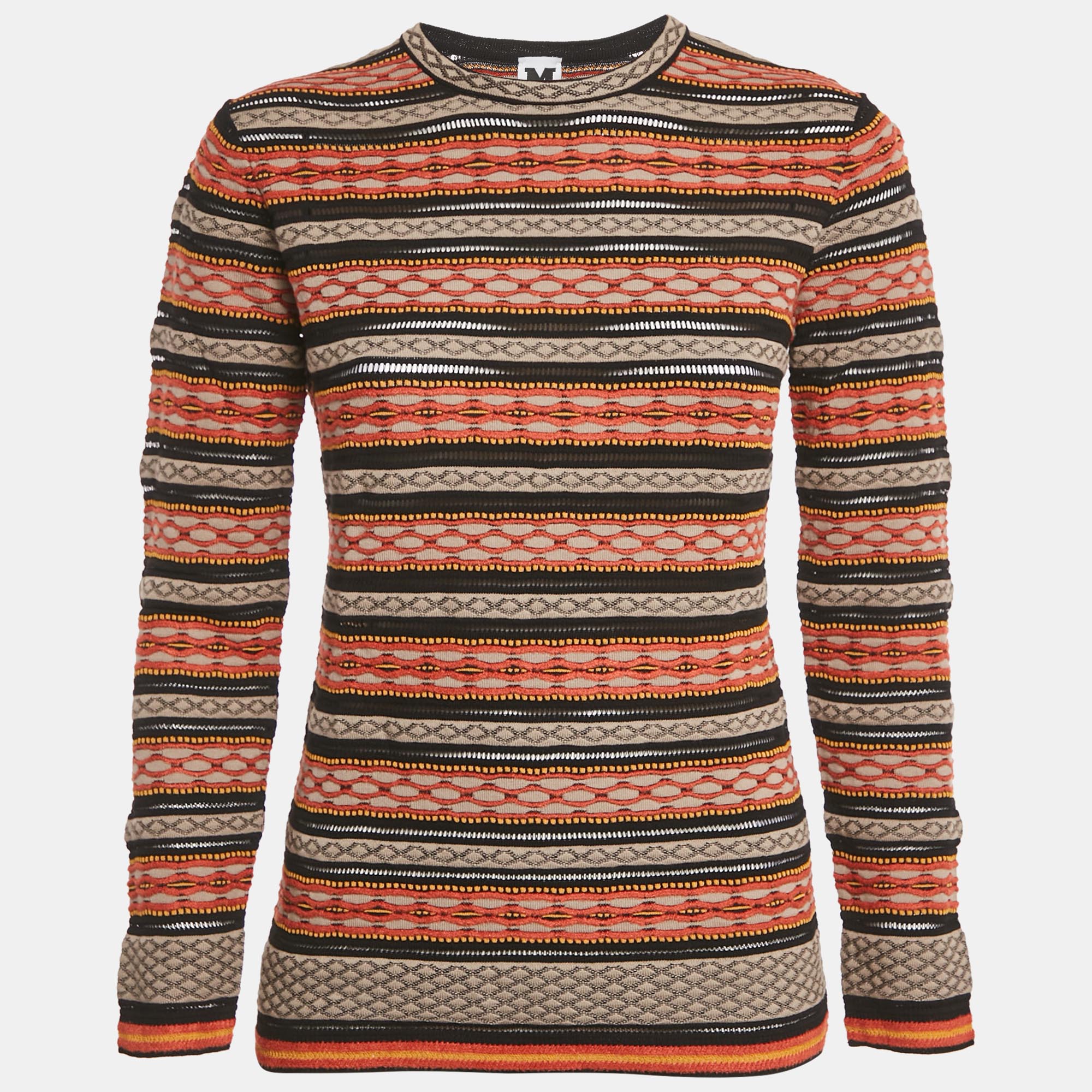 M Missoni Brown/Black Patterned Knit Top M, Shirts & Tops - Luxury Closet