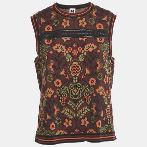 M Missoni Burgundy Floral Pattern Knit Sleeveless Top L, Shirts & Tops - Luxury Closet