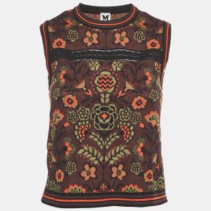 M Missoni Burgundy Floral Pattern Knit Sleeveless Top S, Shirts & Tops - Luxury Closet catalog