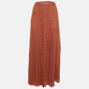M Missoni Orange Lurex Knit Pleated Maxi Skirt M, Skirts - Luxury Closet catalog
