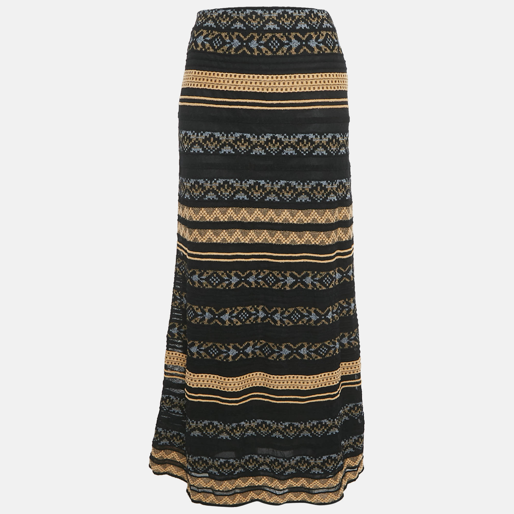 M Missoni Black/Brown Patterned Knit Maxi Skirt M, Skirts - Luxury Closet catalog
