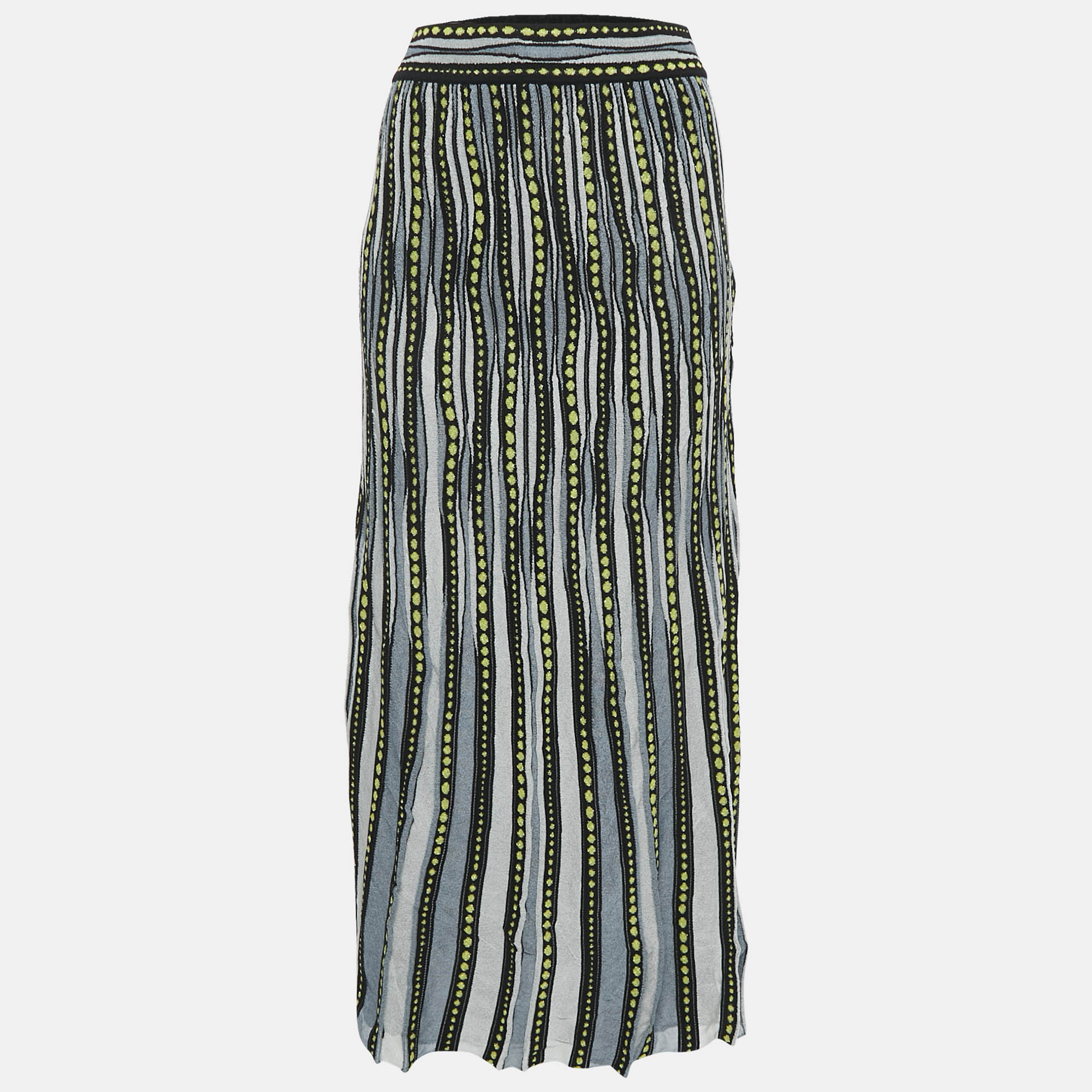 M Missoni Blue/Black Patterned Lurex Knit Maxi Skirt S, Skirts - Luxury Closet catalog