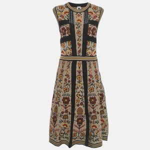 M Missoni Brown Floral Pattern Knit Flared Midi Dress L, Dresses - Luxury Closet catalog