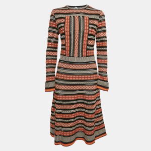 M Missoni Multicolor Patterned Knit Full Sleeve Midi Dress M, Dresses - Luxury Closet