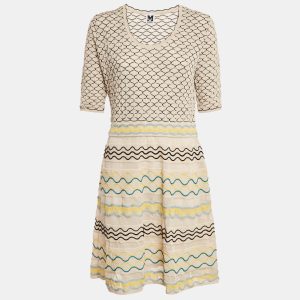 M Missoni Cream Patterned Knit Mini Dress L, Dresses - Luxury Closet