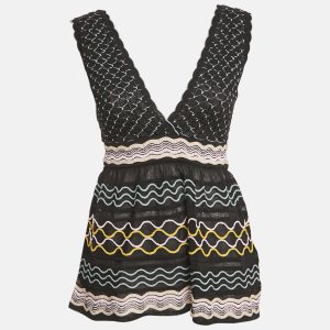 M Missoni Black Patterned Knit Sleeveless Sweater Top M, Shirts & Tops - Luxury Closet
