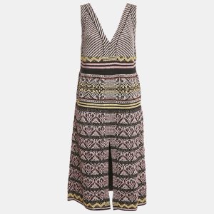 M Missoni Metallic Lurex Patterned Knit V-Neck Sleeveless Dress L, Dresses - Luxury Closet