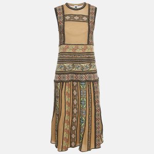 M Missoni Brown/Multicolor Patterned Knit Sleeveless Midi Dress L, Dresses - Luxury Closet