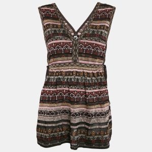 M Missoni Multicolor Patterned Lurex Knit V-Neck Top M, Shirts & Tops - Luxury Closet