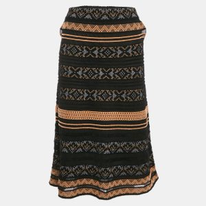 M Missoni Black Stripe Patterned Knit Midi Skirt M, Skirts - Luxury Closet