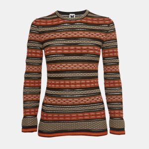 M Missoni Multicolor Stripe Patterned Knit Long Sleeve Top L, Sweaters & Cardigans - Luxury Closet