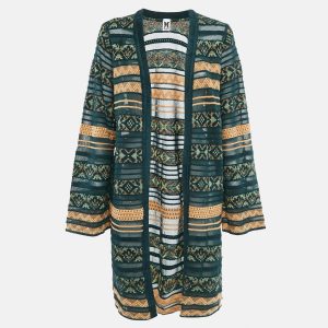 M Missoni Green Stripe Patterned Knit Open Front Cardigan S, Sweaters & Cardigans - Luxury Closet