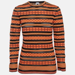 M Missoni Orange Stripe Patterned Knit Long Sleeve Top M, Sweaters & Cardigans - Luxury Closet catalog