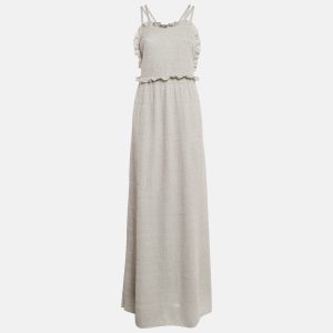 M Missoni Light Blue Patterned Lurex Knit Ruffled Sleeveless Dress L, Dresses - Luxury Closet