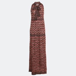 M Missoni Multicolor Patterned Lurex Knit Halter Neck Maxi Dress L, Dresses - Luxury Closet