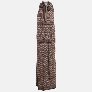M Missoni Pink/Multicolor Patterned Lurex Knit Halter Neck Maxi Dress L, Dresses - Luxury Closet catalog