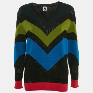 M Missoni Multicolor Wool Blend Intarsia Knit Sweater S, Sweaters & Cardigans - Luxury Closet