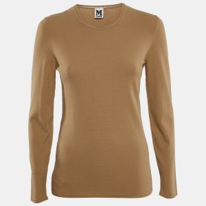 M Missoni Brown Knit Long Sleeve Round Neck Top L, Shirts & Tops - Luxury Closet