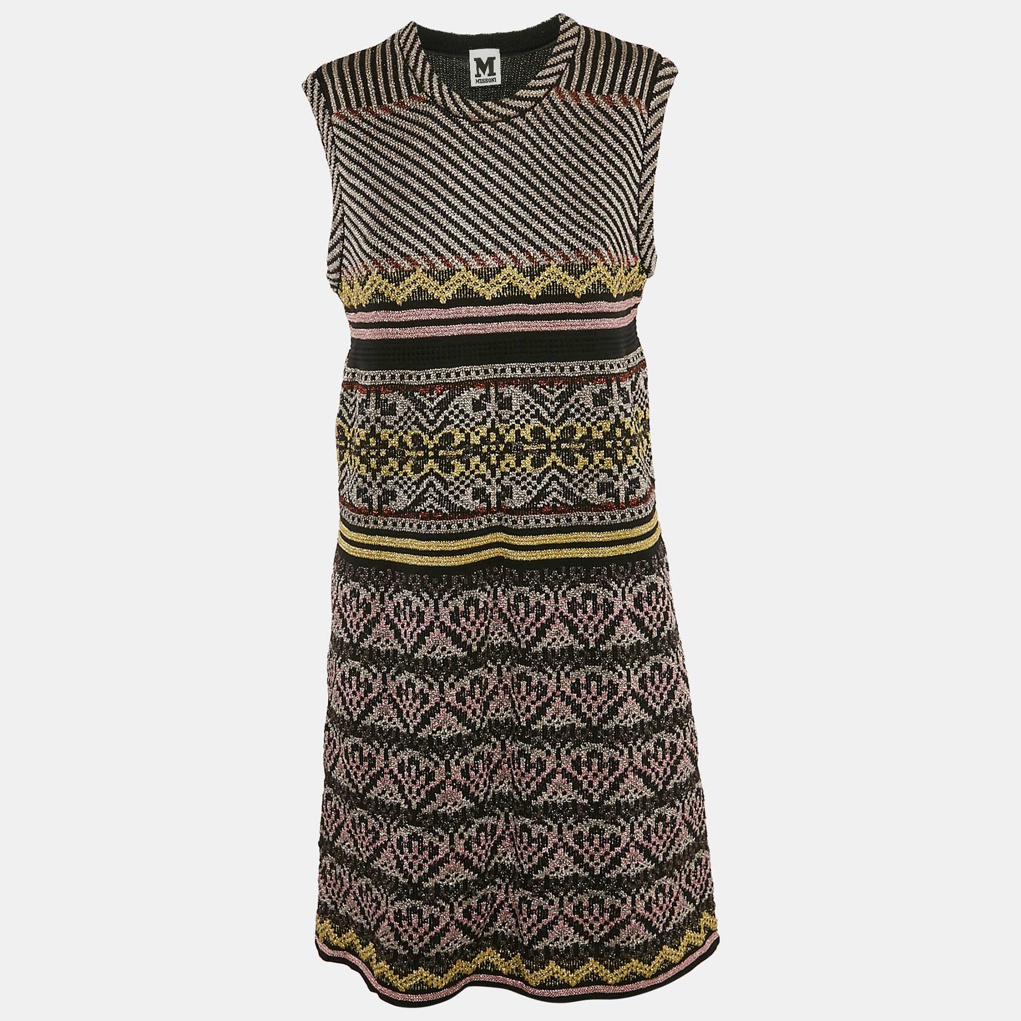 M Missoni Multicolor Patterned Lurex Knit Sleeveless Short Dress L, Dresses - Luxury Closet