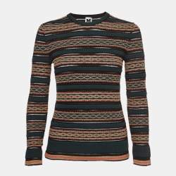 M Missoni Green/Multicolor Patterned Knit Long Sleeve Top M, Shirts & Tops - Luxury Closet