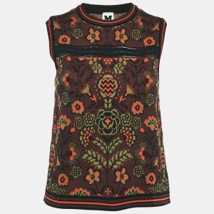 M Missoni  Burgundy/Multicolor Patterned Cotton Knit Sleeveless Top M, Shirts & Tops - Luxury Closet