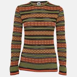 M Missoni Green/Multicolor Patterned Long Sleeve Top S, Shirts & Tops - Luxury Closet