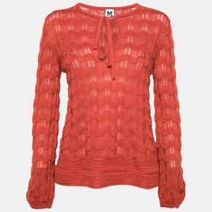 M Missoni Orange Wave Pattern Wool Blend Knit Long Sleeve Top M, Shirts & Tops - Luxury Closet catalog