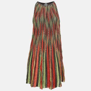 M Missoni Green/Orange Alga and Bubble Pattern Knit A-Line Mini Dress L, Dresses - Luxury Closet