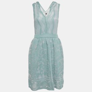 M Missoni Blue Shell Pattern Lurex Knit Flared Midi Dress M, Dresses - Luxury Closet