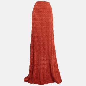 M Missoni Orange Patterned Knit Maxi Skirt L, Skirts - Luxury Closet
