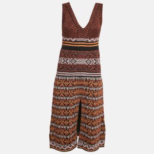 M Missoni  Metallic Patterned Lurex Knit V-Neck Sleeveless Midi Dress S, Dresses - Luxury Closet catalog