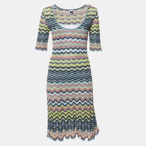 M Missoni Grey/Multicolor Wave Patterned Lurex Knit Dress M, Dresses - Luxury Closet catalog
