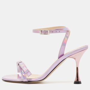 Mach & Mach Purple Iridescent Leather French Bow Sandals Size 36, Sandals - Luxury Closet catalog