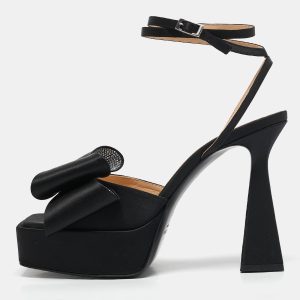 Mach & Mach Black Satin Le Cadeau Platform Sandals Size 42, Sandals - Luxury Closet catalog