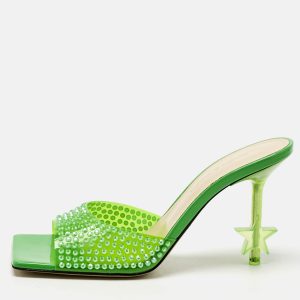 Mach & Mach Green PVC Crystal Embellished Star Slide Sandals Size 36, Sandals - Luxury Closet
