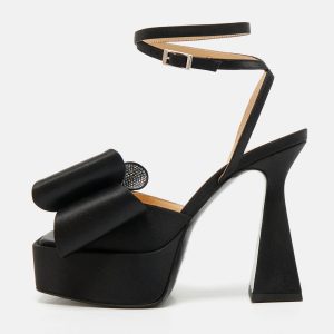 Mach & Mach Black Satin Le Cadeau Platform Sandals Size 36, Sandals - Luxury Closet catalog