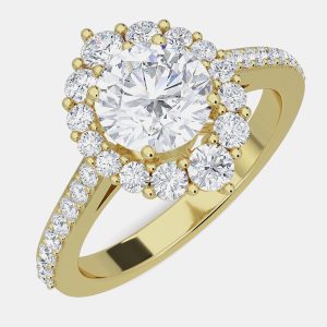 14K Gold Lab Grown Diamonds Halo Bridal Ring (2Ctw Rd 1.25Ct) EU 48, Rings - Luxury Closet catalog