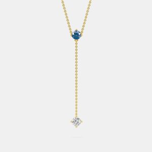14K Blue Wt 2 Stone 18" Lab Grown Diamond Pendant (0.40 Ctw), Necklaces - Luxury Closet