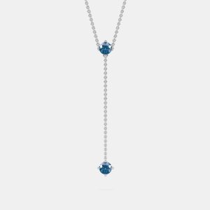 14K 2 Blue Stone 18" Lab Grown Diamond Pendant (0.40 Ctw), Necklaces - Luxury Closet