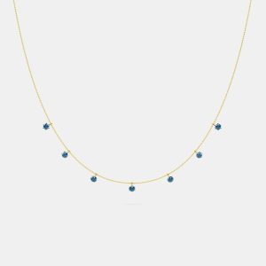 14K 7 Blue Lab Grown Diamond Stone 18" Pendant (1.50 Ctw), Necklaces - Luxury Closet