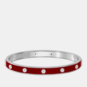 14K Yellow Gold 925 Sterling Silver Ceramic Hinged Bezel Set Bangle, Bracelets - Luxury Closet