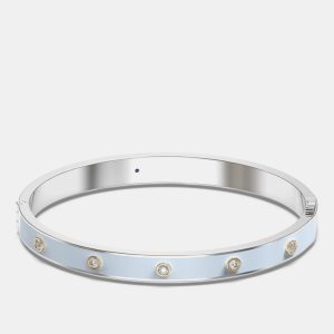 14K Yellow Gold 925 Sterling Silver Ceramic Hinged Bezel Set Bangle, Bracelets - Luxury Closet