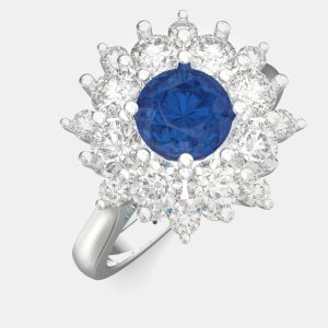 925 Sterling Silver Flower Color & Lab Grown Diamond Ring US 7, Rings - Luxury Closet catalog
