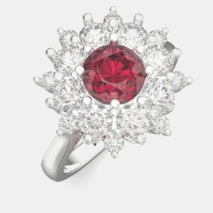 925 Sterling Silver Flower Color & Lab Grown Diamond Ring US 7, Rings - Luxury Closet