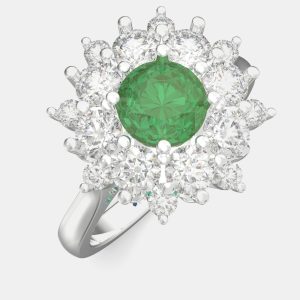 925 Sterling Silver Flower Color & Lab Grown Diamond Ring US 7, Rings - Luxury Closet