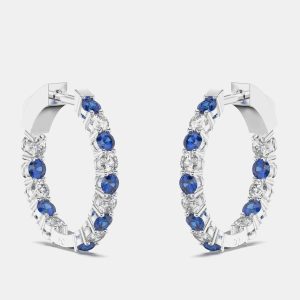 925 Sterling Silver Hoop Color & Lab Grown Diamond Earrings, Earrings - Luxury Closet catalog
